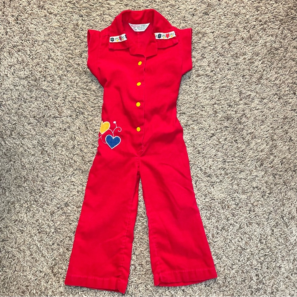 *RARE* Vintage Health-Tex Red Corduroy Jumpsuit Size 2T